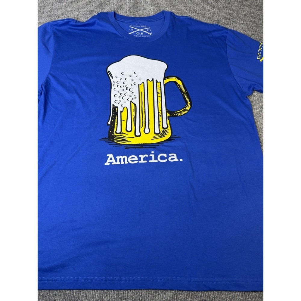 Grunt Style Beer Graphic T-Shirt XXXL Blue America Patriotic Short Sleeve‎